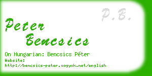 peter bencsics business card