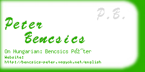 peter bencsics business card